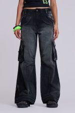 Sun Faded Black Trooper Cargo Pants - Image 5