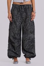 Charcoal Leopard Parachute Pants - Image 2