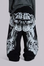 Black Gothic Print Baggy Monster Joggers - Image 3