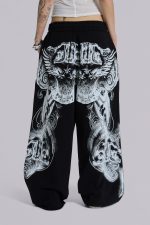 Black Gothic Print Baggy Monster Joggers - Image 7