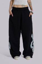 Black Gothic Print Baggy Monster Joggers - Image 4