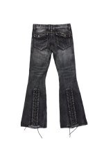 Washed Black Laced Flared Jeans - Image 12