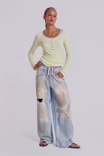 Sheer Henley Top in Buttercup - Image 2