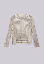 White Scrape Knit Hoodie - Image 2