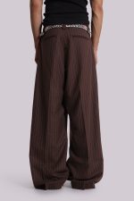 Chocolate Brown Pinstripe Goliath Suit Pants - Image 4