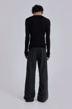 Charcoal Stacked Straight Suit Pants - Image 4