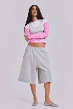 Lexie Triple Layer Long Sleeve Top in Grey Marl - Image 7