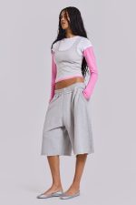 Lexie Triple Layer Long Sleeve Top in Grey Marl - Image 4