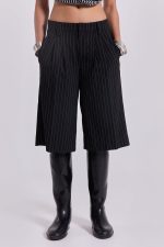 Black Pinstripe Goliath Shorts - Image 4
