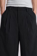 Black Pinstripe Goliath Baggy Shorts - Image 4