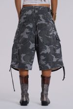 Washed Black Cadet Camo Baggy Shorts - Image 3