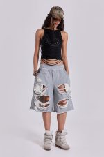 Grey Distressed Monster Shorts - Image 6