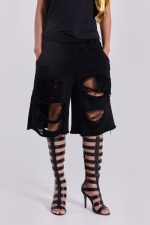 Black Distressed Monster Shorts - Image 2