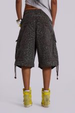 Charcoal Leopard Cadet Baggy Shorts - Image 4