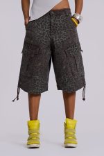 Charcoal Leopard Cadet Baggy Shorts - Image 2