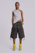 Charcoal Leopard Cadet Baggy Shorts - Image 3