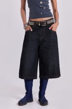 Creased Indigo Colossus Jorts - Image 2