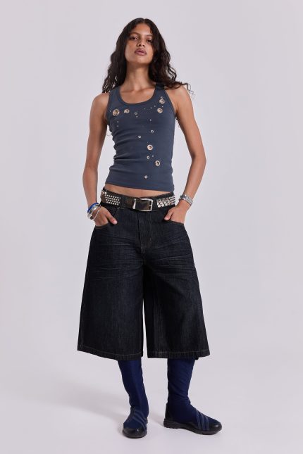 Creased Indigo Colossus Jorts
