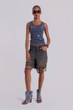 Dark Vintage Wash Glasto Shorts - Image 5