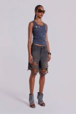 Dark Vintage Wash Glasto Shorts - Image 6