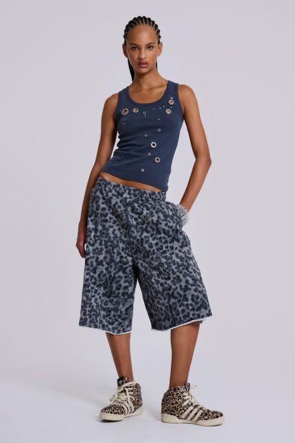 Airbrush Grey Leopard Monster Shorts