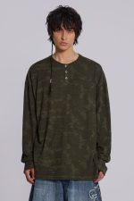 Digi Camo Waffle Henley Top - Image 7