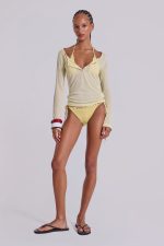 Sheer Henley Top in Buttercup - Image 7