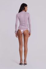 Xeni Glitter Long Sleeve Top in Pink - Image 10