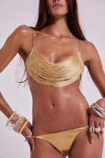 Alena Fringe Bikini Top In Gold - Image 3