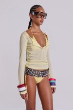 Sheer Henley Top in Buttercup - Image 4