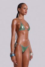 Veluna Metallic Micro Triangle Bikini Top - Image 3
