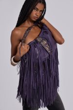 Amethyst Fringe Studded Shoulder Bag - Image 3