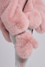 Mara Faux Fur Gloves in Pink - Image 4