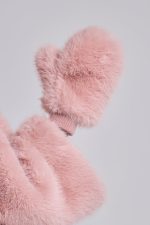 Mara Faux Fur Gloves in Pink - Image 5