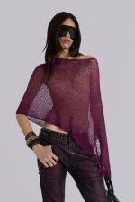 Infinity Multiway Knit Cape in Wine - Image 7