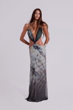 Azariah Maxi Dress With Turquoise Trim - Image 10