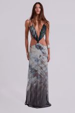 Azariah Maxi Dress With Turquoise Trim - Image 2