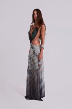 Azariah Maxi Dress With Turquoise Trim - Image 8
