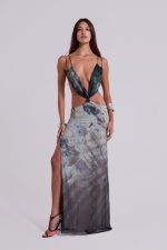 Azariah Maxi Dress With Turquoise Trim - Image 9