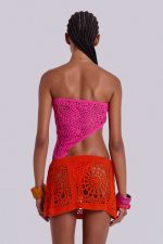 Aurea Asymmetric Crochet Mini Dress - Image 7