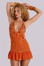 Button Me Up Mini Dress in Papaya - Image 6