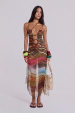 Kaia Midi Dress with Wooden Trims - Image 9