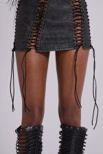 Odile Black Faux Leather Lace Up Mini Dress - Image 7