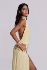 Darya Hand Beaded Backless Maxi Dress in Butter - Image 6
