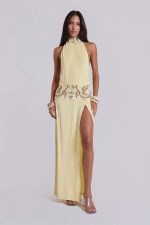 Darya Hand Beaded Backless Maxi Dress in Butter - Image 10