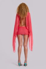 Aria Mesh Plunge Mini Dress in Watermelon - Image 6