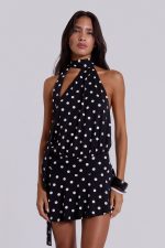 Enya Backless Mini Dress in XL Polkadot - Image 4