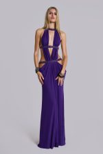 6AM Cut Out Maxi Dress in Violet