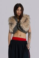 Meka Faux Fur Knit Shrug - Image 10