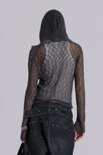 Naia Loose Knit Hooded Top in Charcoal - Image 3